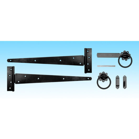 18 Inch Carlton Single Gate Fittings, T - Hinge, Latch - Black