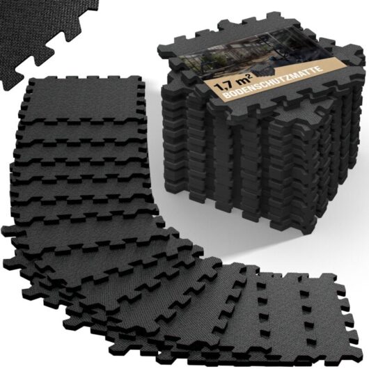 18x/36x Fitness Floor Protection Mats with Edge Pieces 31x31cm Non-Slip eva Foam Puzzle Mat Training Mats Fitness Equipment 1.7m² Black 18 Stück (de)