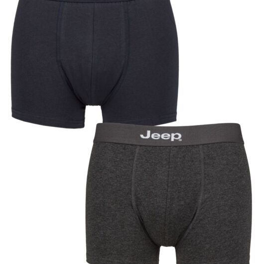 2 Pack Navy / Charcoal Cotton Plain Fitted Hipster Trunks Men's Extra Large - Jeep