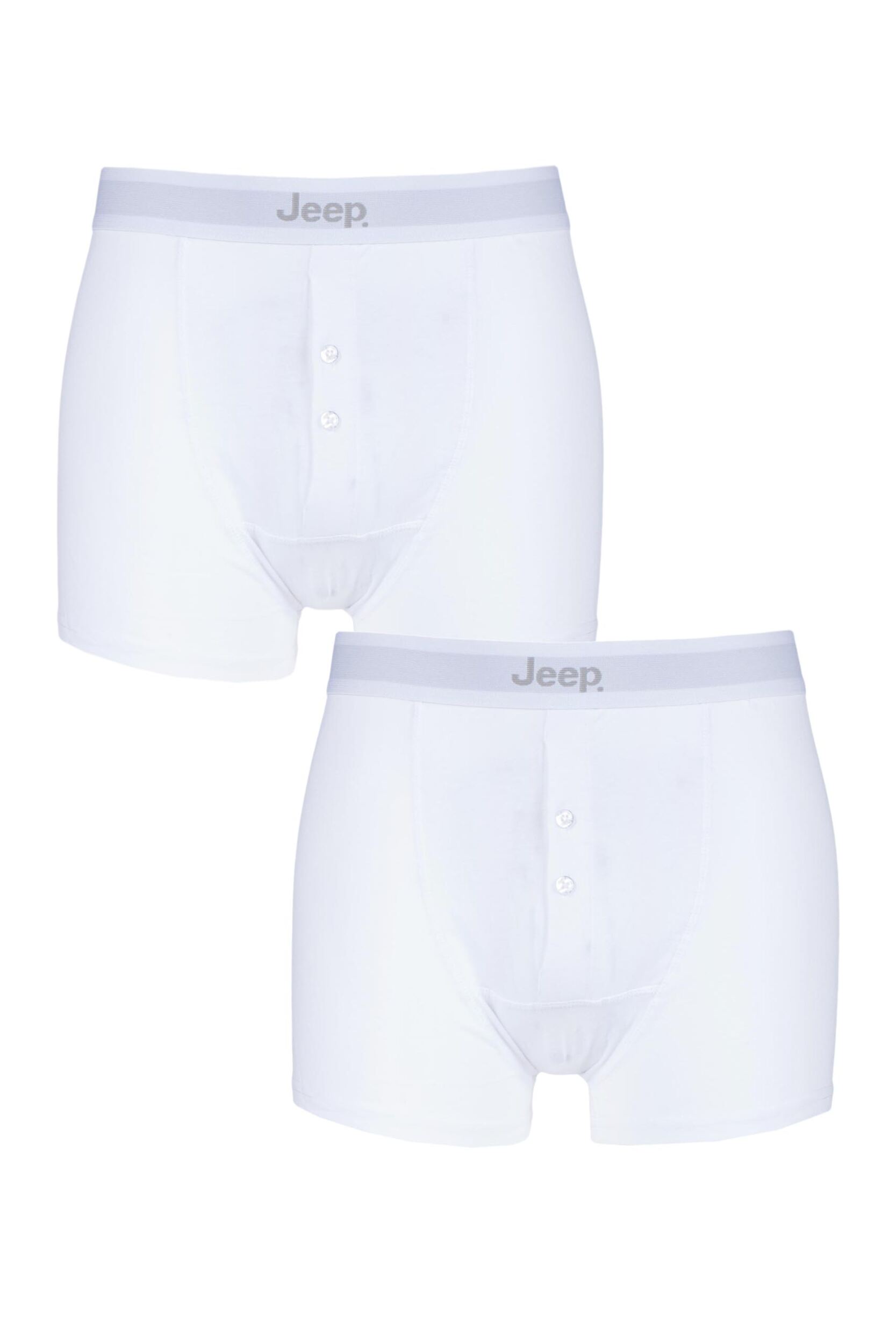 2 Pack White Cotton Plain Fitted Button Front Trunk Boxer Shorts Men's Medium - Jeep