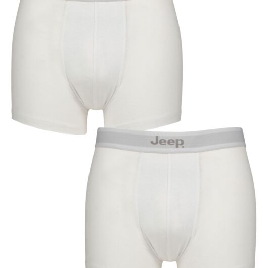 2 Pack White Cotton Plain Fitted Hipster Trunks Men's Extra Large - Jeep
