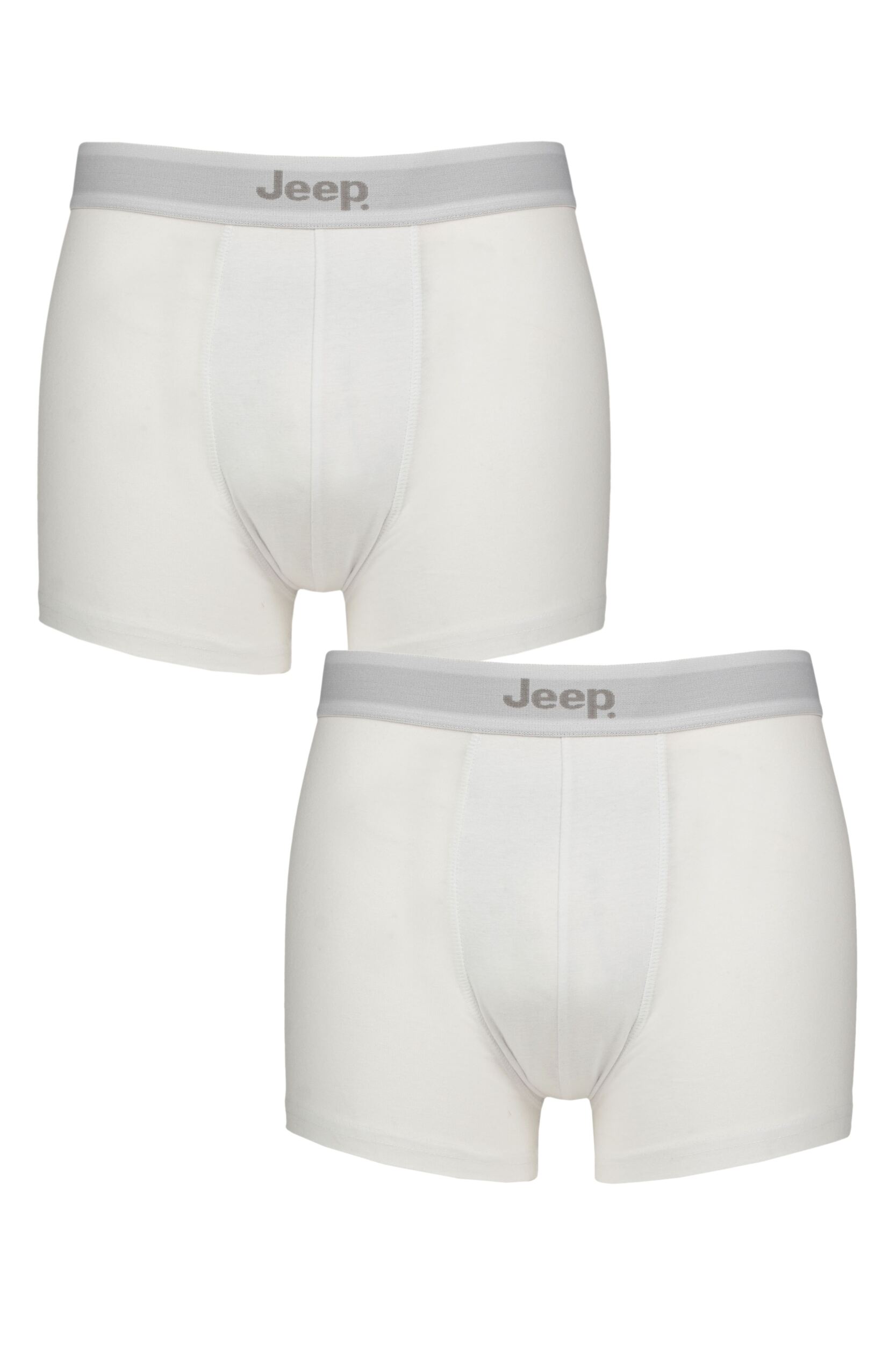 2 Pack White Cotton Plain Fitted Hipster Trunks Men's Extra Large - Jeep