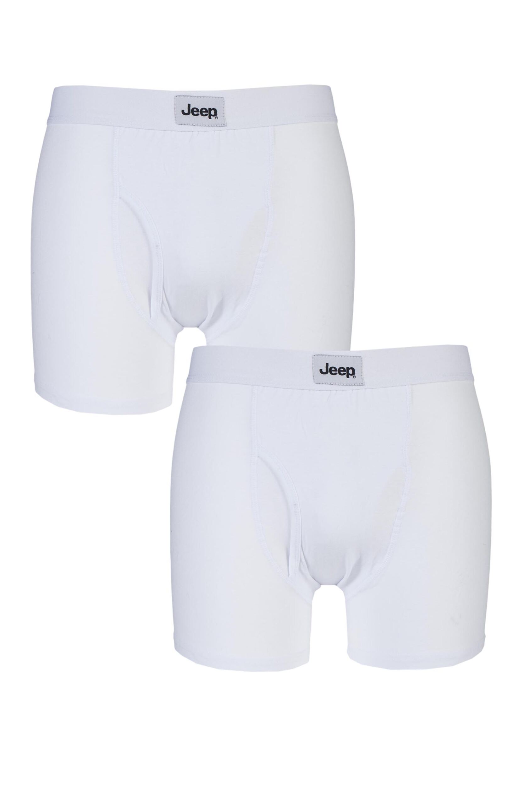 2 Pack White Cotton Plain Fitted Key Hole Trunk Boxer Shorts Men's Medium - Jeep