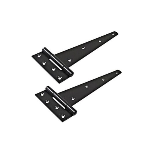 2x Black Metal 6 T Hinges, Tee Hinges with Fittings Powder Coated