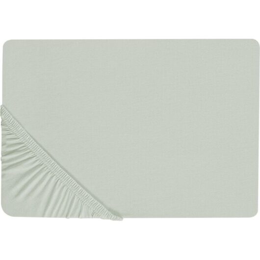 Beliani - Classic Fitted Sheet Cotton 140 x 200 cm Solid Pattern Elastic Edging Light Green Janbu