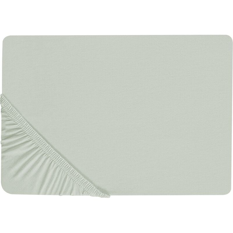 Beliani - Classic Fitted Sheet Cotton 140 x 200 cm Solid Pattern Elastic Edging Light Green Janbu