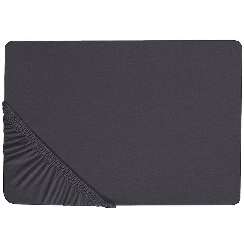 Beliani - Classic Fitted Sheet Cotton 90 x 200 cm Black Solid Pattern Elastic Edging Hofuf