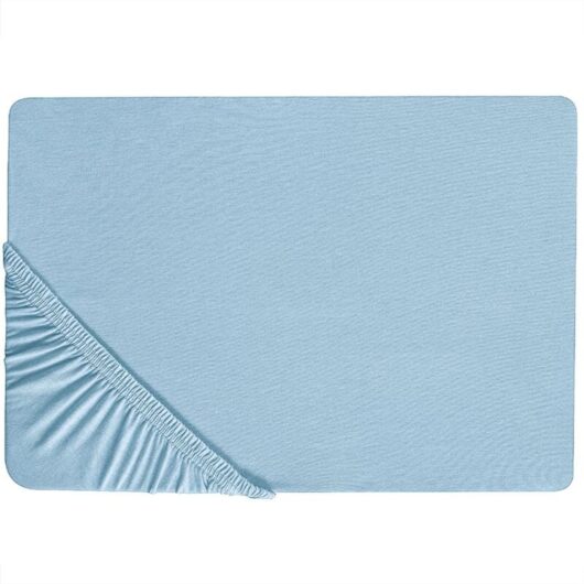 Beliani - Classic Fitted Sheet Cotton 90 x 200 cm Blue Solid Pattern Elastic Edging Hofuf
