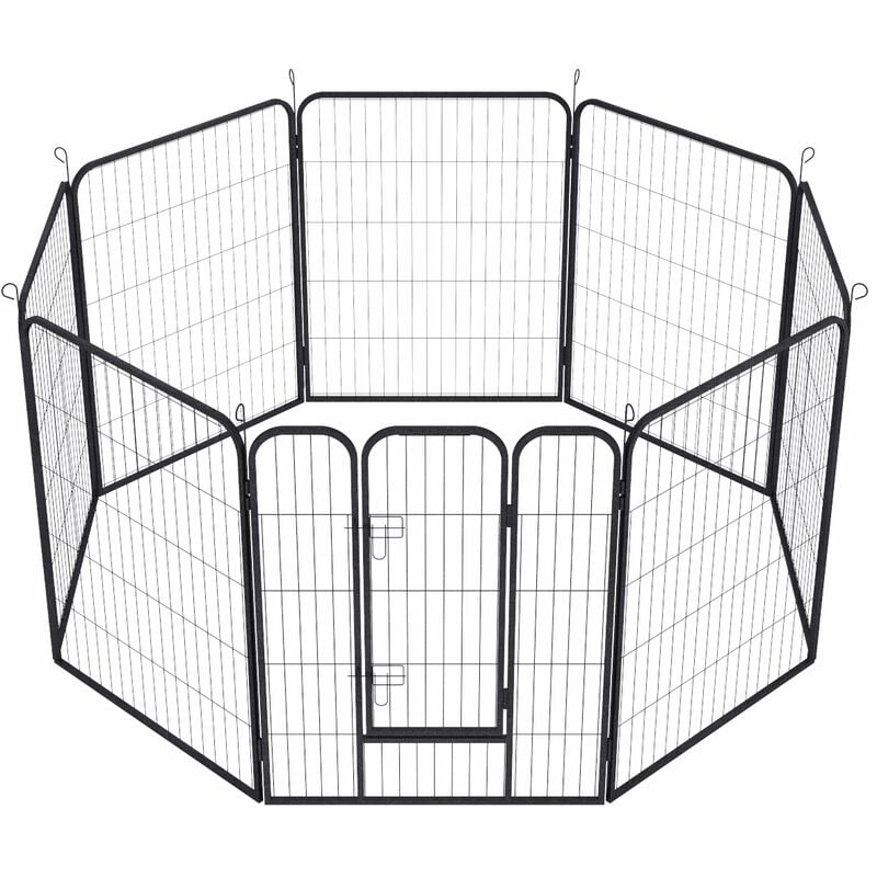 Dog Playpen 8 Panel Foldable Cat Puppy Exercise Pen Heavy-Duty Pet Fence 80cm h x 80cm w