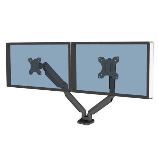 Fellowes Platinum Series Dual Monitor Arm for Two 8KG 32 Inch Screens Black, Black