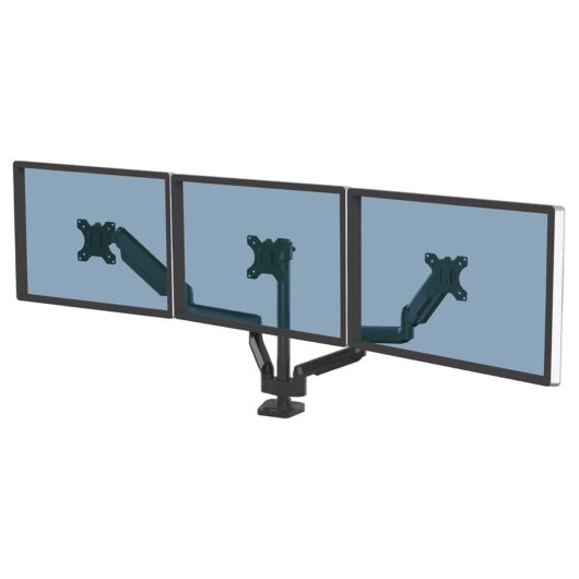 Fellowes Platinum Series Triple Monitor Arm for Three 7KG 27 Inch Screens, Black
