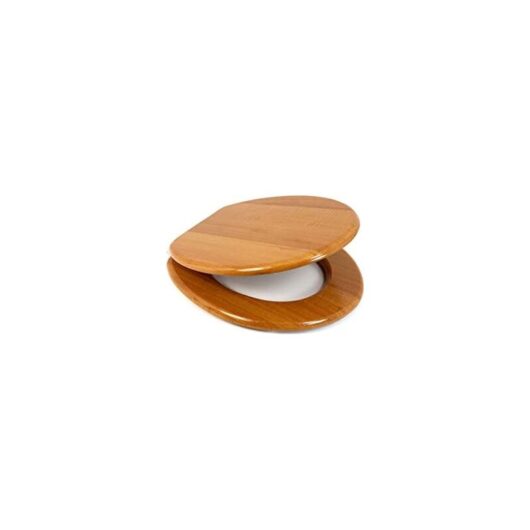 Marco Paul - 18 Standard Traditional White Wooden mdf Toilet Seat Universal Adjustable to Fit Most Toilets Oval Seat with Hinges & Parts (Antique