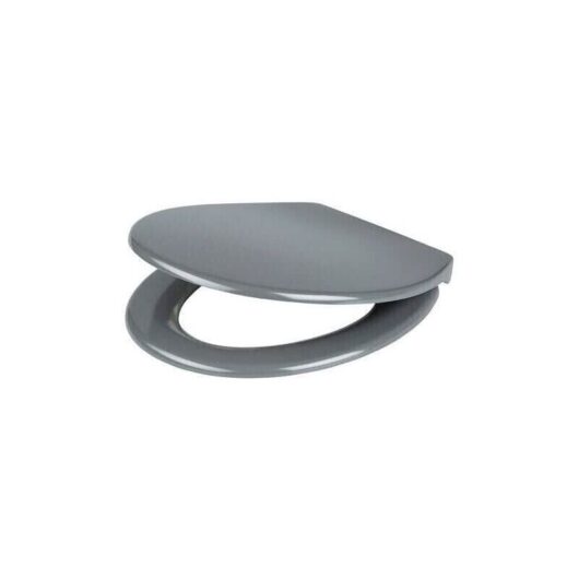 Marco Paul - 18 Standard Traditional White Wooden mdf Toilet Seat Universal Adjustable to Fit Most Toilets Oval Seat with Hinges & Parts (Grey)