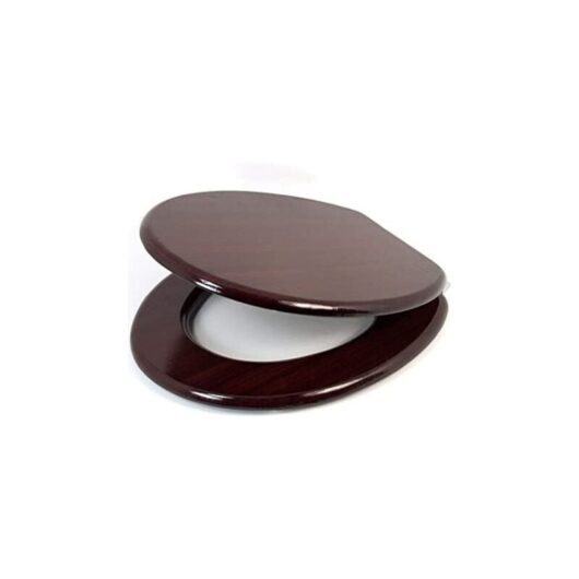 Marco Paul - 18 Standard Traditional White Wooden mdf Toilet Seat Universal Adjustable to Fit Most Toilets Oval Seat with Hinges & Parts (Mahogany)