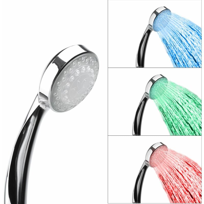 Modern Classic Shower Head Silver Synthetic led Lights Temperature Sensor lordal