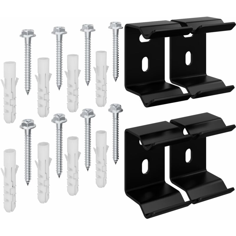 NRG - Oval Column Radiator Horizontal Wall Mounting Bracket Kit Fittings Set Black