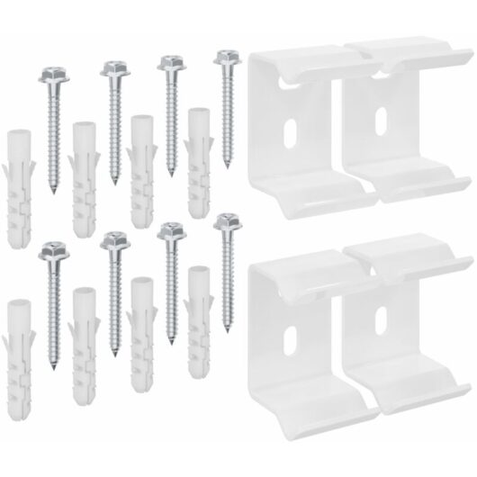 NRG - Oval Column Radiator Horizontal Wall Mounting Bracket Kit Fittings Set White