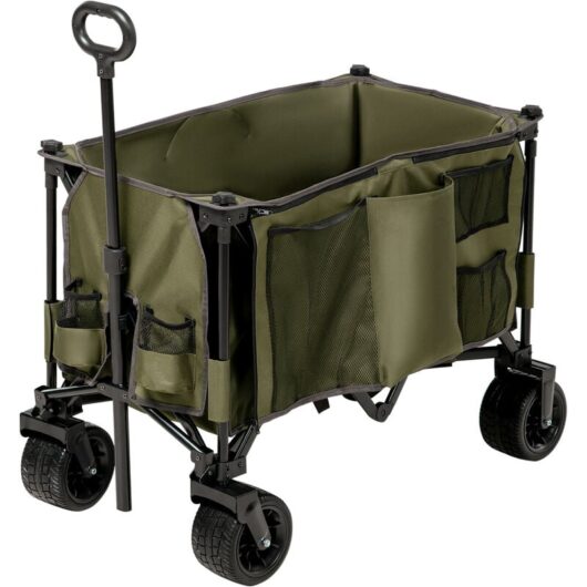 Outsunny Folding Garden Trolley, Cargo Traile on Wheels Green