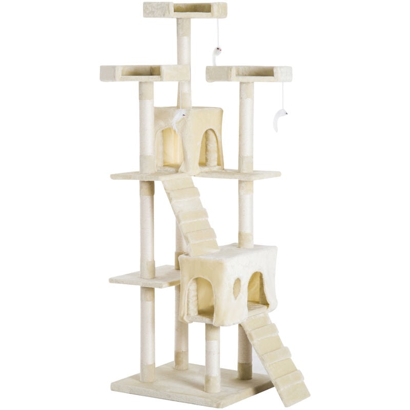 Pawhut - Condo Furniture Scratcher Post Pet Cat Tree Kitten Bed House Play Toy