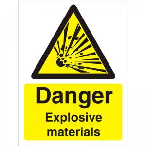 Warning Sign 300x400 1mm Plastic Danger Explosive materials Ref