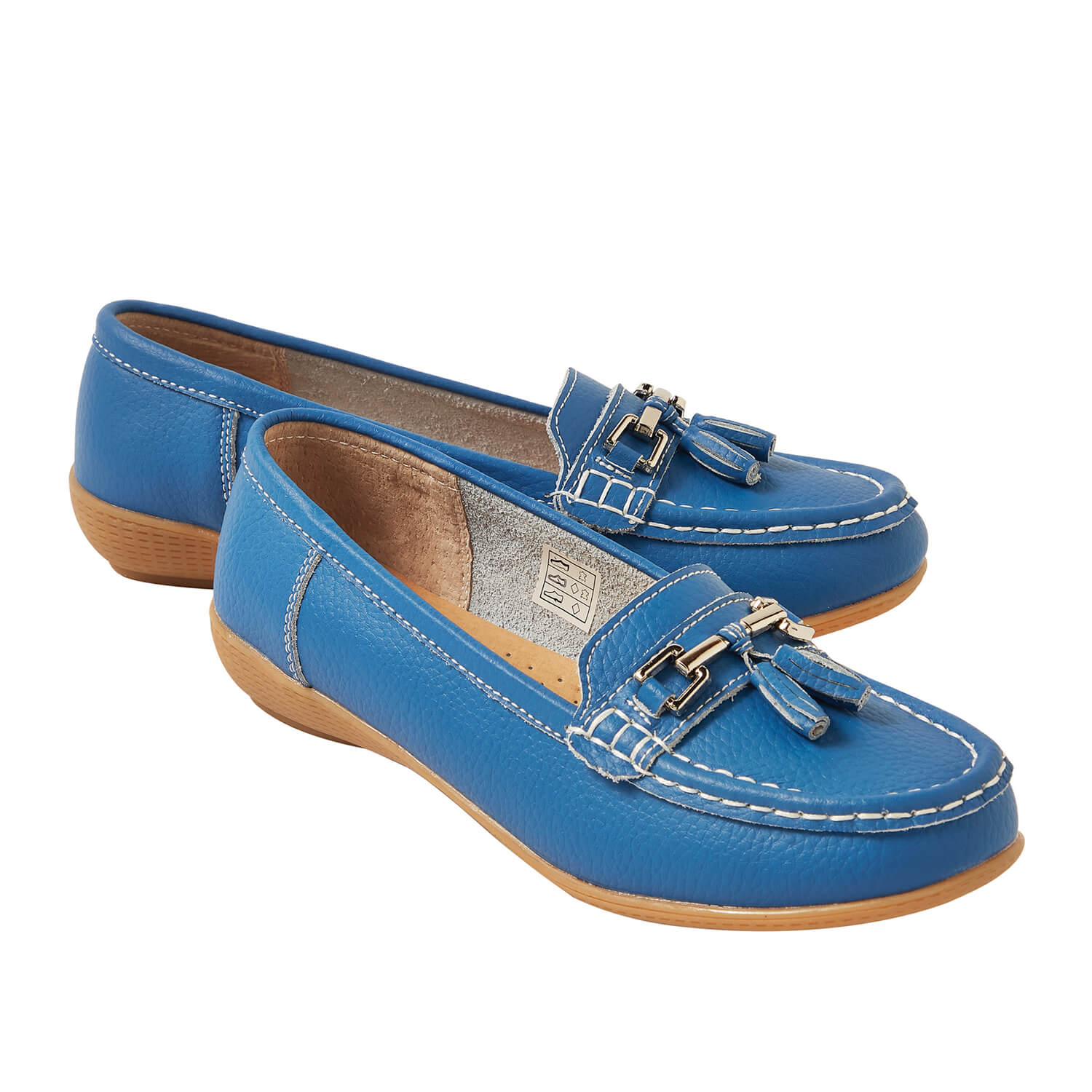 Wide Fit Leather Penny Loafers Blue Size 4