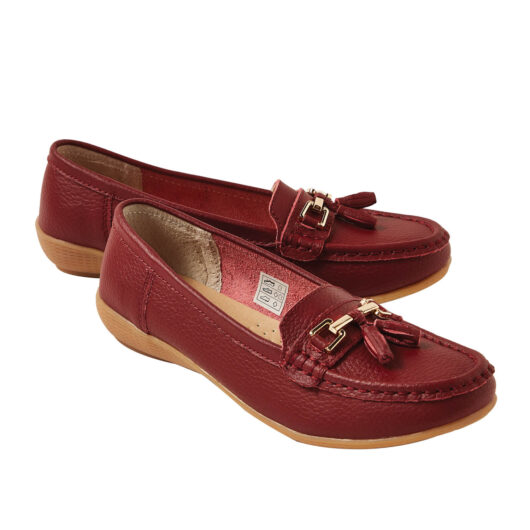 Wide Fit Leather Penny Loafers Cherry Size 4