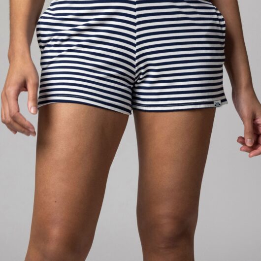 Women's 1 Pack Lazy Panda Bamboo Loungewear Selection Shorts Navy Stripe Shorts 12 Ladies