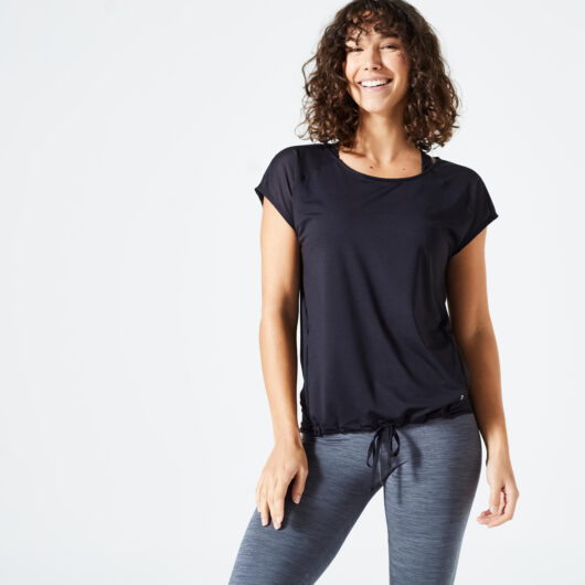 Women's Cardio Fitness Loose Crew Neck T-shirt - Black