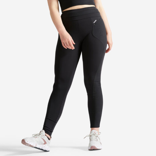 Women's High Waisted Fitness Cardio Leggings With Drawstring - Black