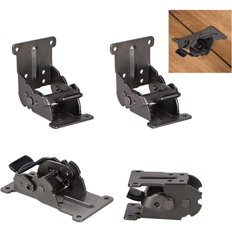 0-90-180 Degree Self-Locking Folding Hinge Drop Leaf Table Extension Panel Folding Bracket Iron Folding Workbench Fittings with Dark Bronze Pack of 4