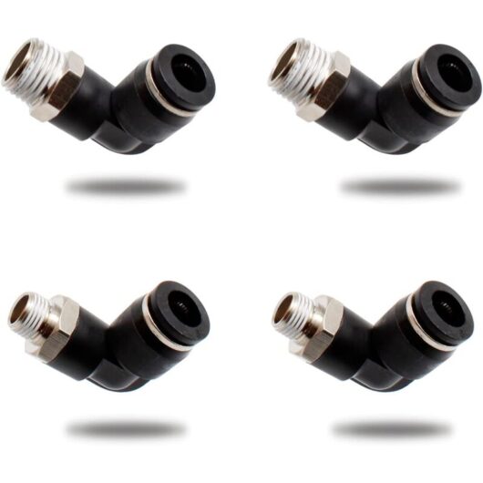 4 Pieces Pneumatic Connectors, Two Different Models (8MM × 1/4' and 8MM × 1/8') Male Thread Quick Fittings, Black Pneumatic Elbow Connector, Suitable