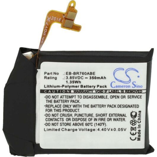 Battery Replacement for Samsung EB-BR760, EB-BR760ABE for Smartwatch Watch Fitness Bracelet (350mAh, 3.85 v, Li-polymer) + Tools - Vhbw
