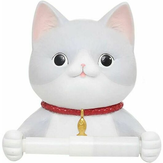 Creative Cat Toilet Paper Holder, Suitable for Bathroom or Kitchen, Wall-Mounted, Non-Punched, Toilet Paper Roll Tube Holder Toilet Paper Holder