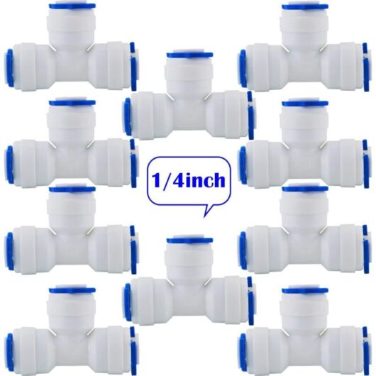 Dhklfa - 10 Pcs ro Water Filter Accessories 1/4 Inch Nozzle Fitting 90 Degree Right Angle 3 Way Fast Docking for Refrigerator Hose, Reverse Osmosis