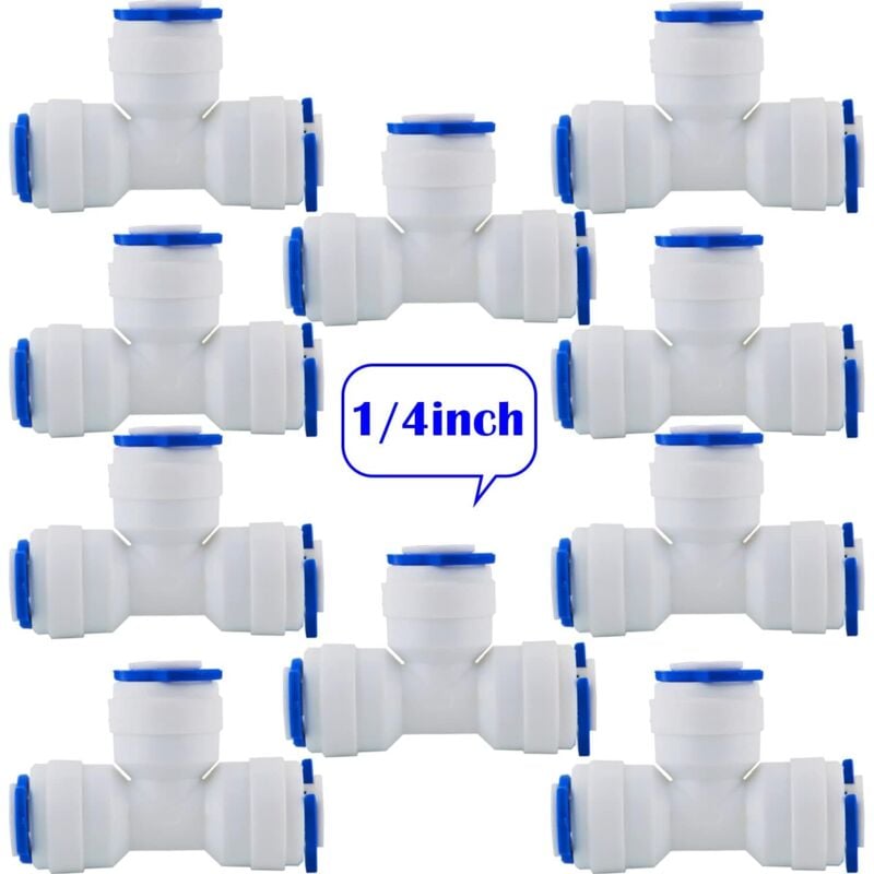 Dhklfa - 10 Pcs ro Water Filter Accessories 1/4 Inch Nozzle Fitting 90 Degree Right Angle 3 Way Fast Docking for Refrigerator Hose, Reverse Osmosis