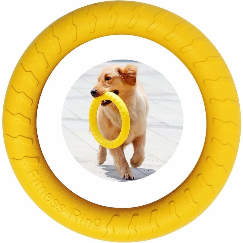 Dog Fitness Ring, Dog Bite Ring, Dog Agility Exercise Equipment, Interactive Tug of War Training Ring for Small and Large Dogs,19cm(Yellow, Small)