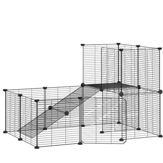 Jinlefu - 20-Panel Pet Cage with Door Black 35x35 cm Steel vidaXL