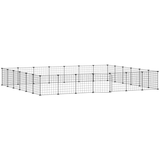 Jinlefu - 28-Panel Pet Cage with Door Black 35x35 cm Steel vidaXL