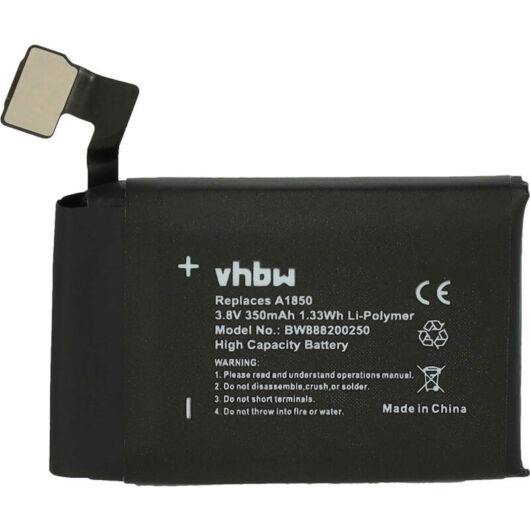 Replacement Battery compatible with Apple Watch MQK62LL/A, MQK72LL/A Smartwatch Watch Fitness Bracelet (350mAh, 3.8 v, Li-polymer) + Tools - Vhbw