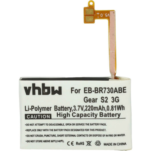 Replacement Battery compatible with Samsung Gear S2 3G-Version, SM-R730 Smartwatch Watch Fitness Bracelet (220mAh, 3.7 v, Li-polymer) + Tools - Vhbw