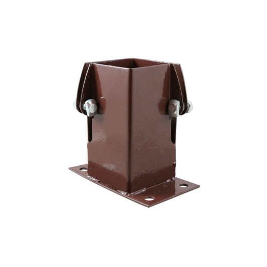 Timco Flush Fit Bolt Down Post Support Shoe Bolt Secure Oxide Red - 100mm