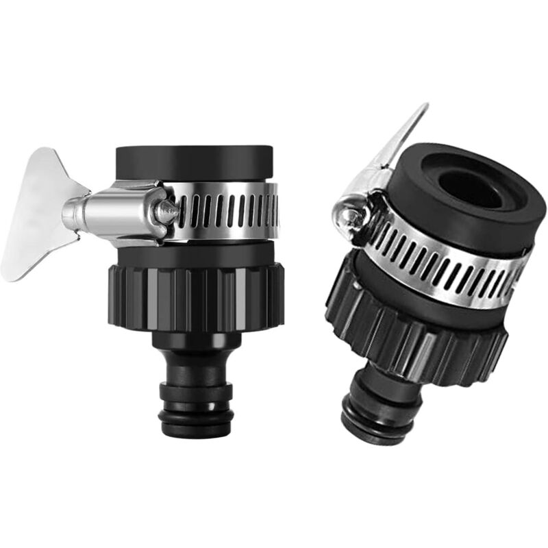 Tinor - 2 pcs 16 mm Universal Tap Connector Adapter Mixer Kitchen Garden Hose Fitting Clamp