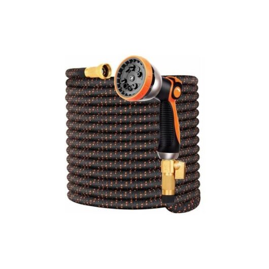 WAY - 30m/100ft expandable garden hose with 10 spray patterns, fits 1/2' and 3/4' taps, solid brass fittings