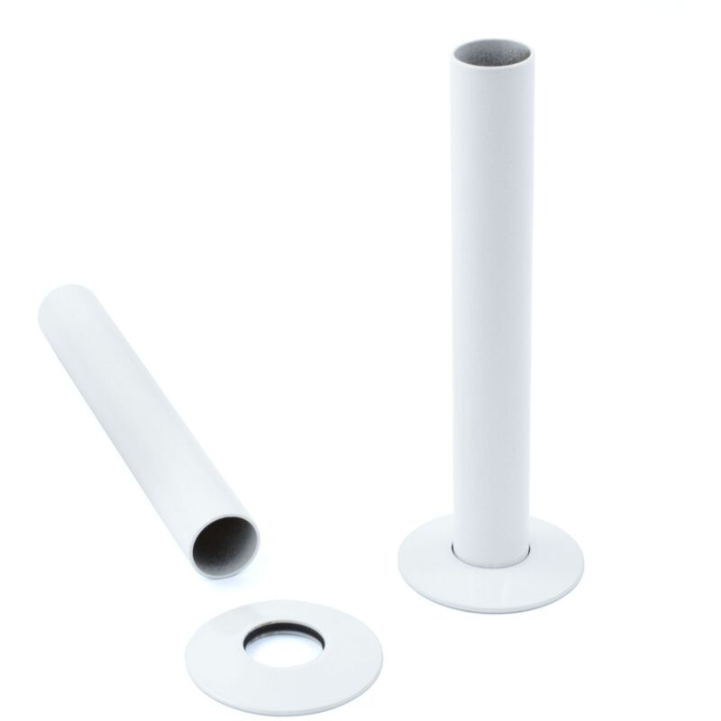 White 2x 15mm Radiator Valve Pipes and Collars Easy Fit Packs Plumbing Tubes