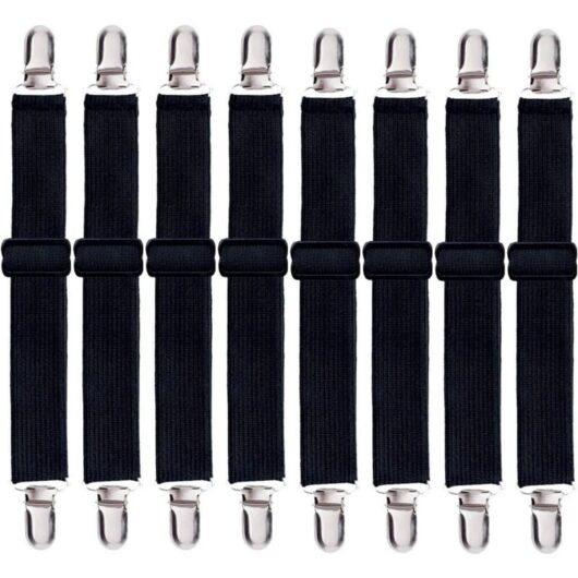 8 Pack Bed Sheet Straps, Adjustable Fitted Sheet Strap Clips, Heavy Duty Bed Sheet Clips Holder for Bed Sheets, Mattress Covers, Sofa.