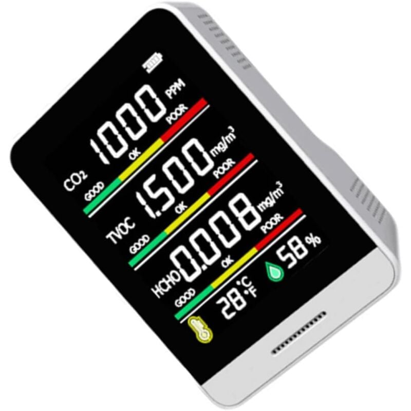 CCYKXA CO2 Detector Air Particle Tester Digital Transducer Humidity Meter Sensors Analyzer Air Quality Monitor Carbon Dioxide Detector Sensor White