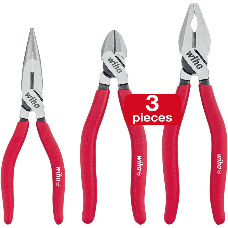 Pliers set Classic (26850), 3 -piece combination pliers/ diagonal cutters/ needle nose pliers, water pump pliers, wire cutter, power pliers,