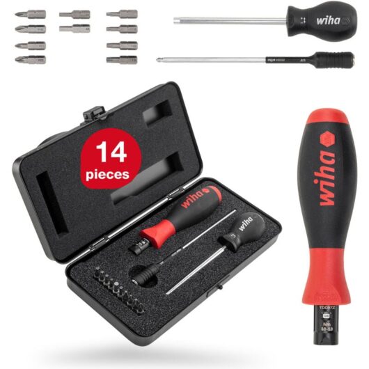 Wiha - torque screwdriver 0.8-5.0 Nm incl. box + bit set TorqueVario® s, 14 pcs., Pozidriv/ torx®/ internal hexagon/ Phillips (26893)