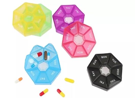2-Pack Portable Weekly 7-Grid Medicine Pill Organiser Case - 6 Colours