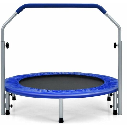 Foldable Jumping Fitness Trampoline Exercise Rebounder 4-Level Adjustable Handle